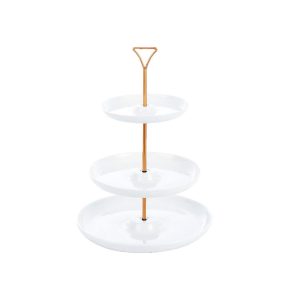 Shallow 3 Tier Round Plate with Gold Stand (7/9/11 inch)