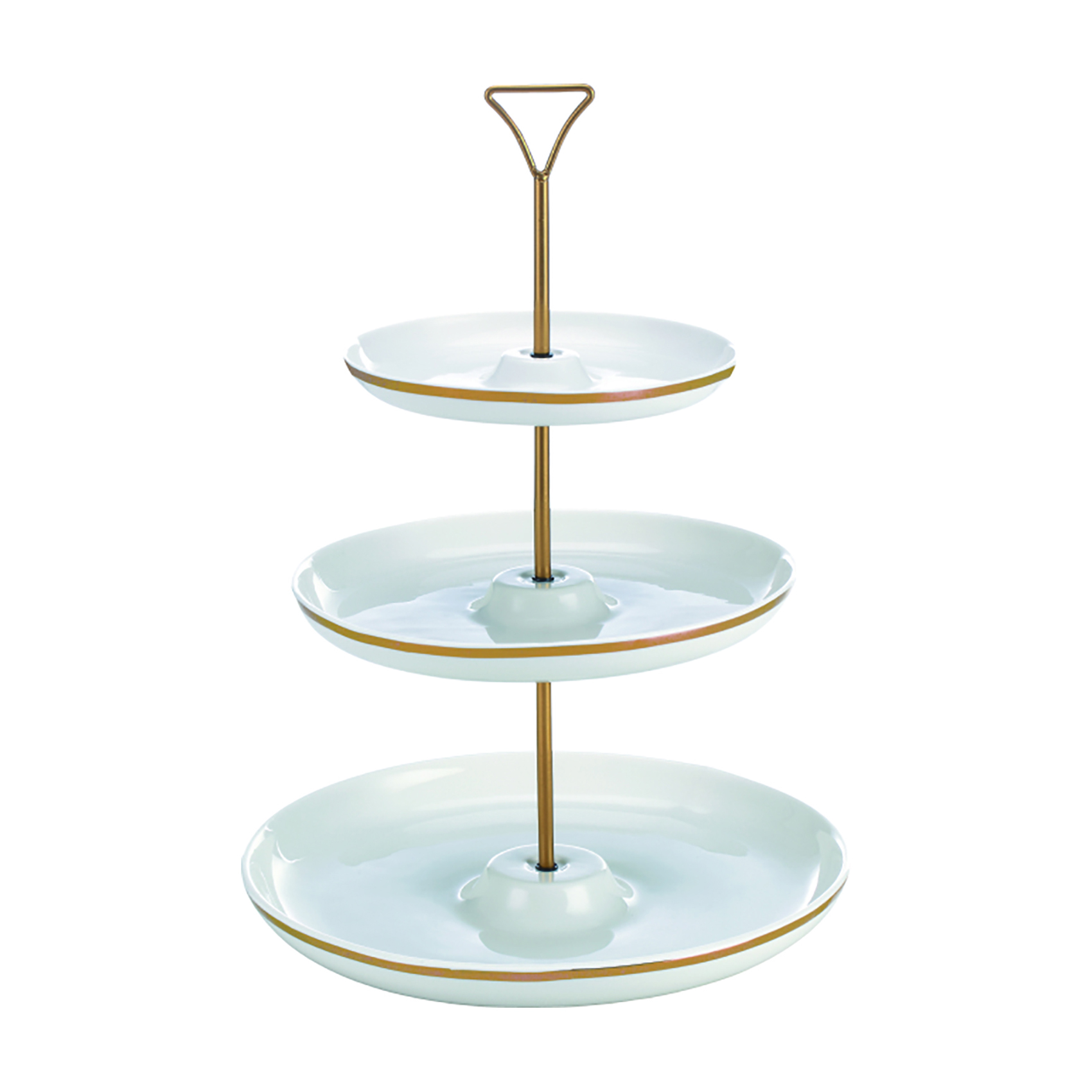 Shallow 3 Tier Round Plate with Gold Stand & Decal (7/9/11 inch)