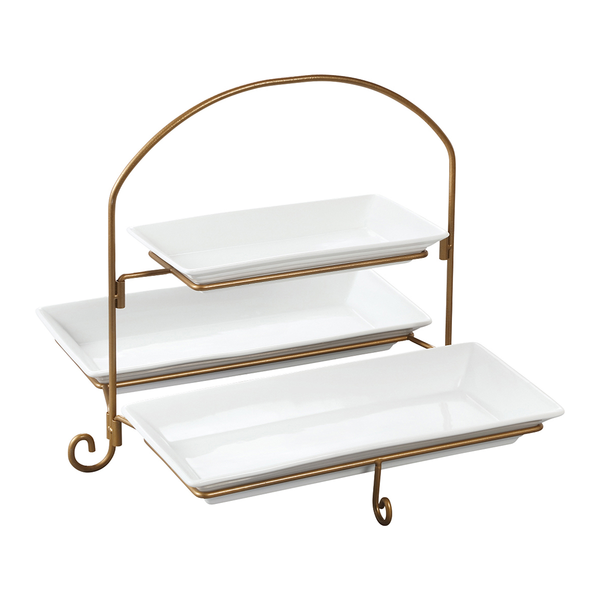 Shallow 2 Tier Rectangle Plate with Gold Stand (10.5/14.5 inch)