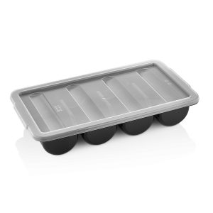 Gastroplast Cutlery Box 4 Compartment, Grey