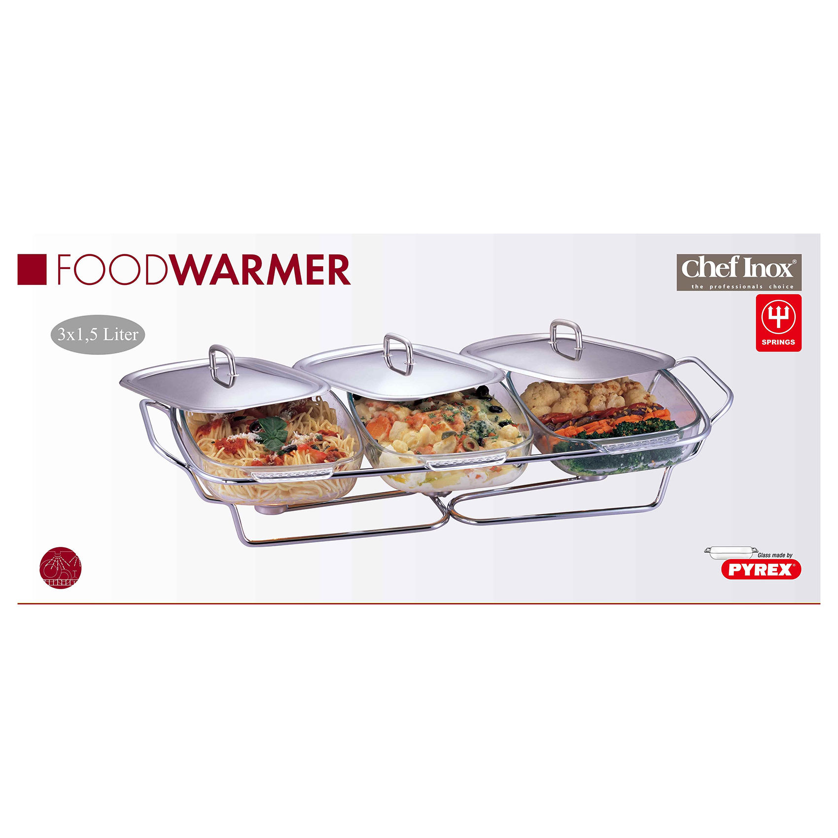 Chef Inox Food Warmer 3 Compartment with Glass Plate (799) - Image 4