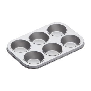 KitchenCraft Non-Stick Six Hole Bake Pan 27x18.5cm, Card Insert