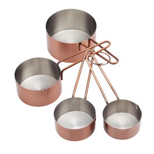 MasterClass Stainless Steel Copper Effect Measuring Cups Set Tagged, 4 Pieces