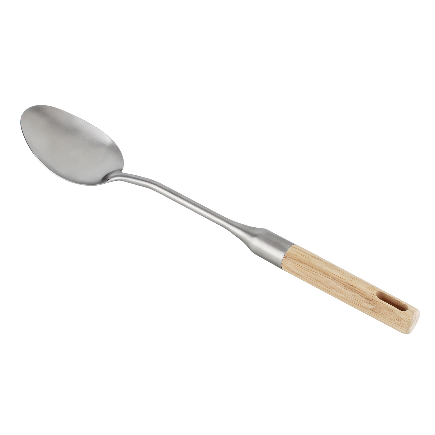 Berger Stainless Steel Solid Spoon with Rubber Wood Handle