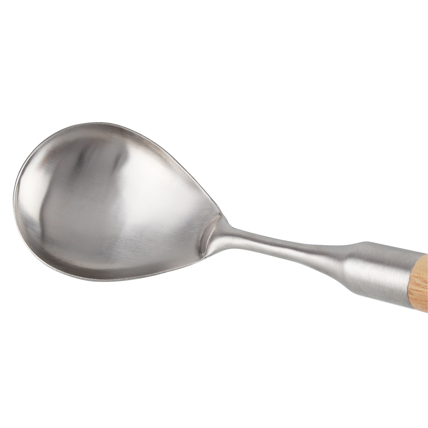 Berger Stainless Steel Rice Spoon with Rubber Wood Handle - Image 2
