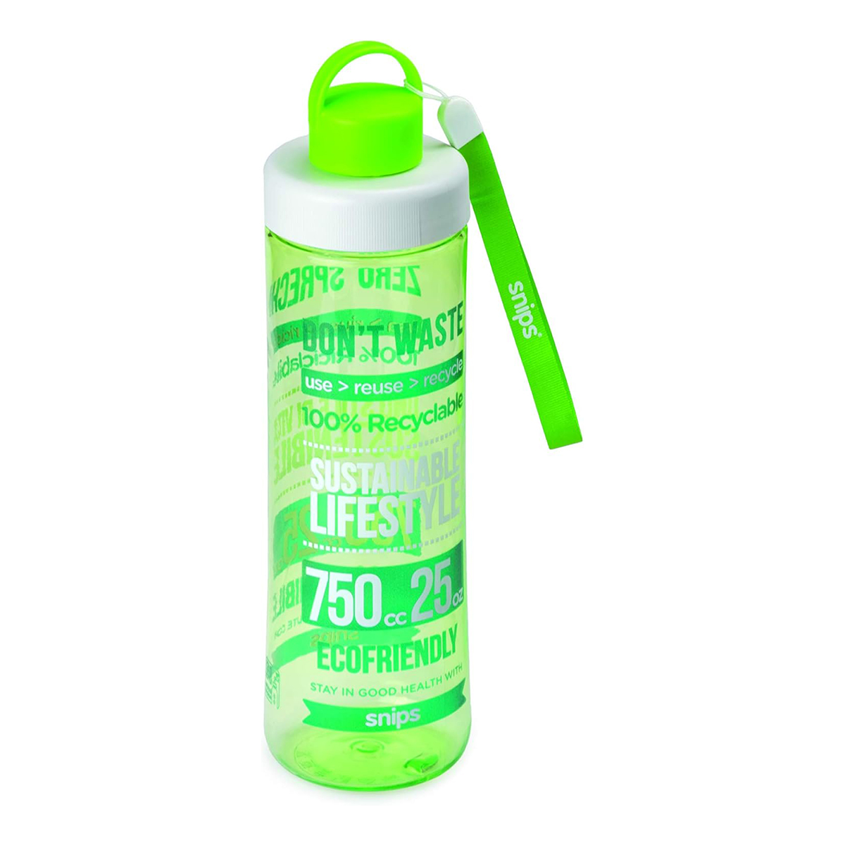 Snips Tritan Decorated Water Bottle, 0.75 Liters, Eco Green - Image 3