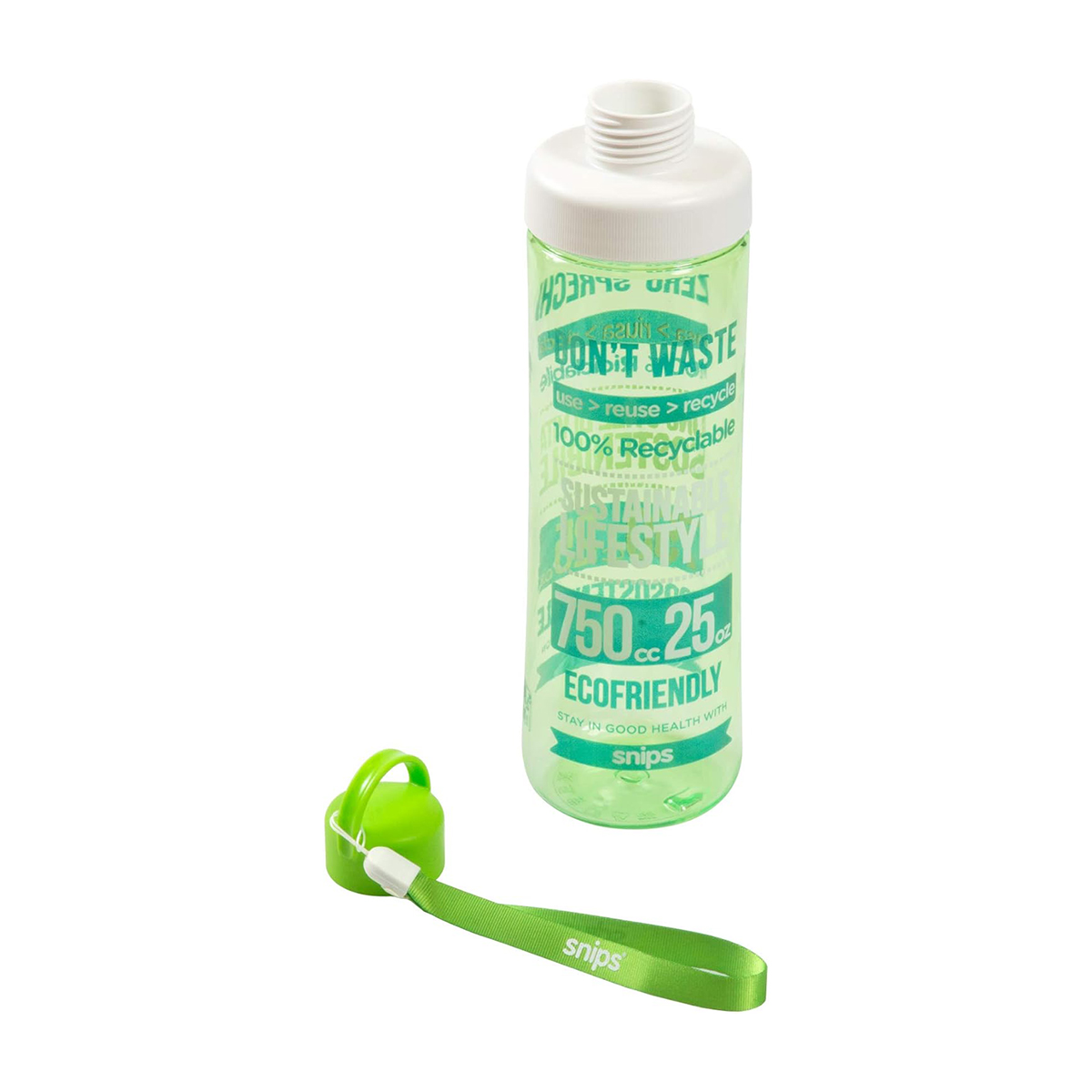 Snips Tritan Decorated Water Bottle, 0.75 Liters, Eco Green - Image 2