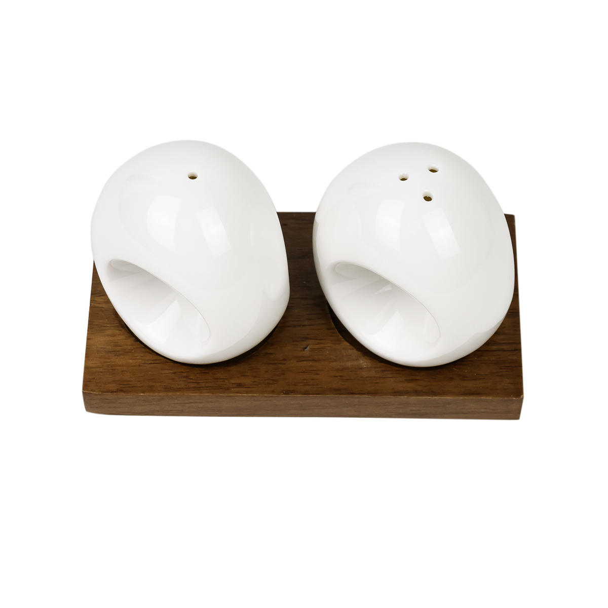 Shallow Acacia+Porc. 2Pcs Salt & Pepper Set - Image 3