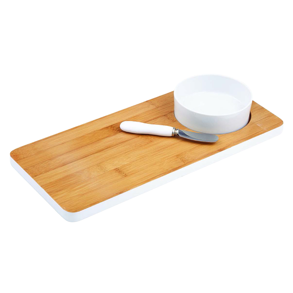 Cuisine Art Bamboo Board W/ Ceramic Bowl & Knife