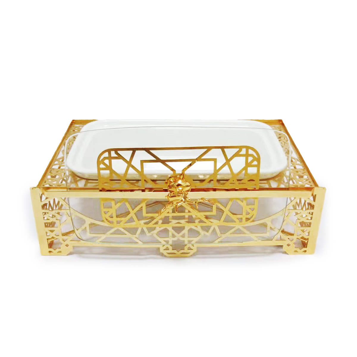 Shallow 16"Rect. Casserole With Candle Stand-White - Image 2