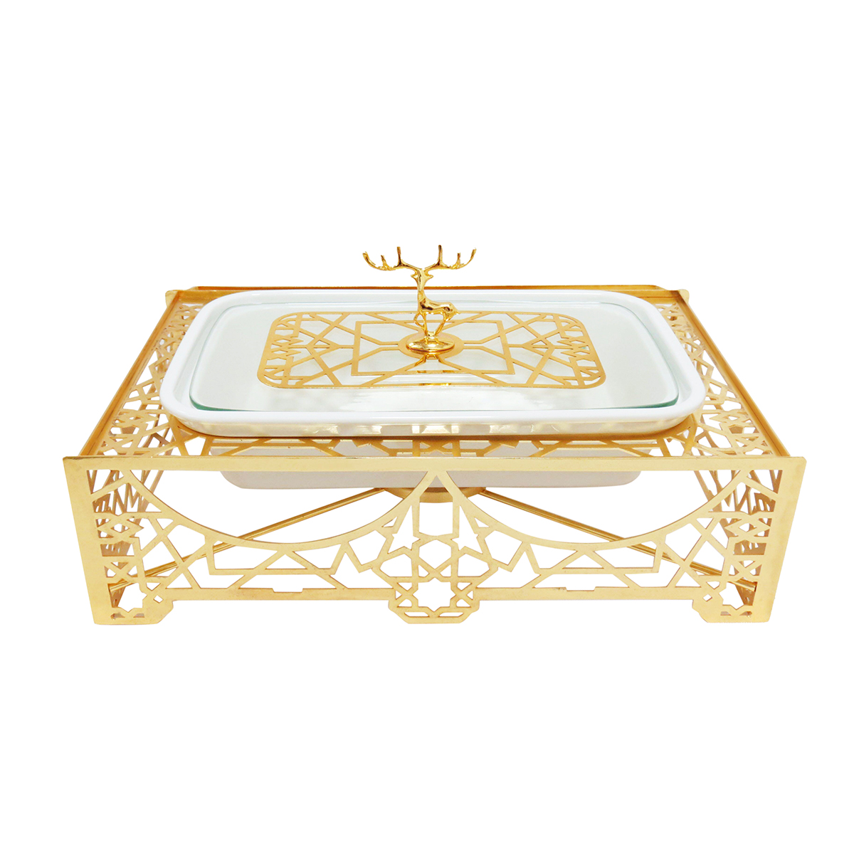 Shallow 16"Rect. Casserole With Candle Stand-White