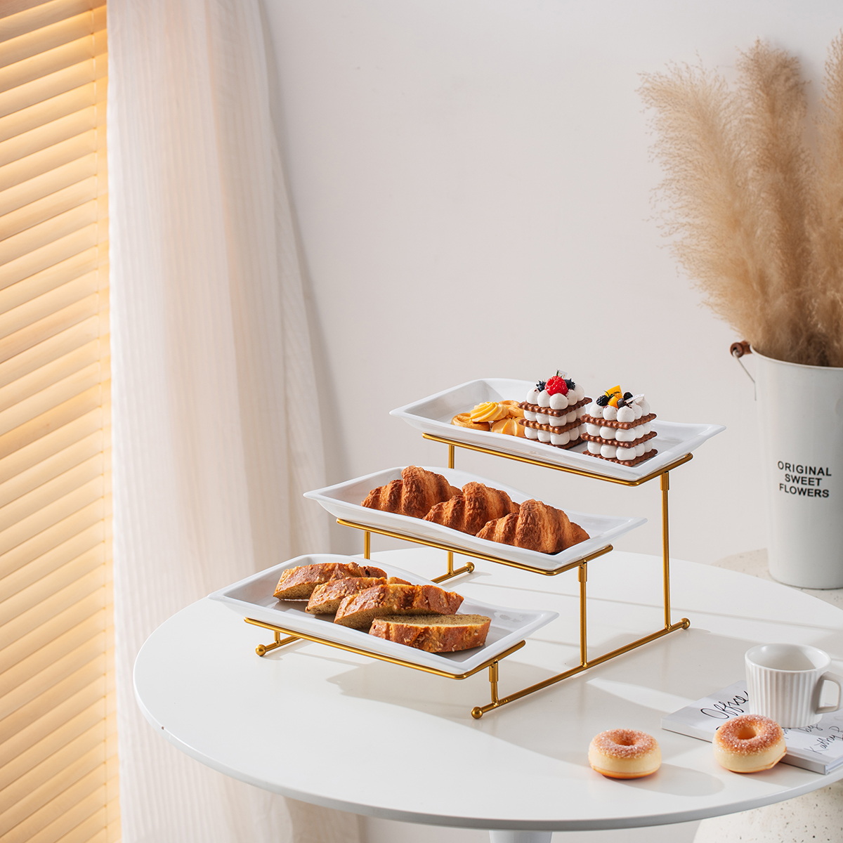 Shallow 3 Tier Rect. Plate With Gold Stand-2018 - Image 2