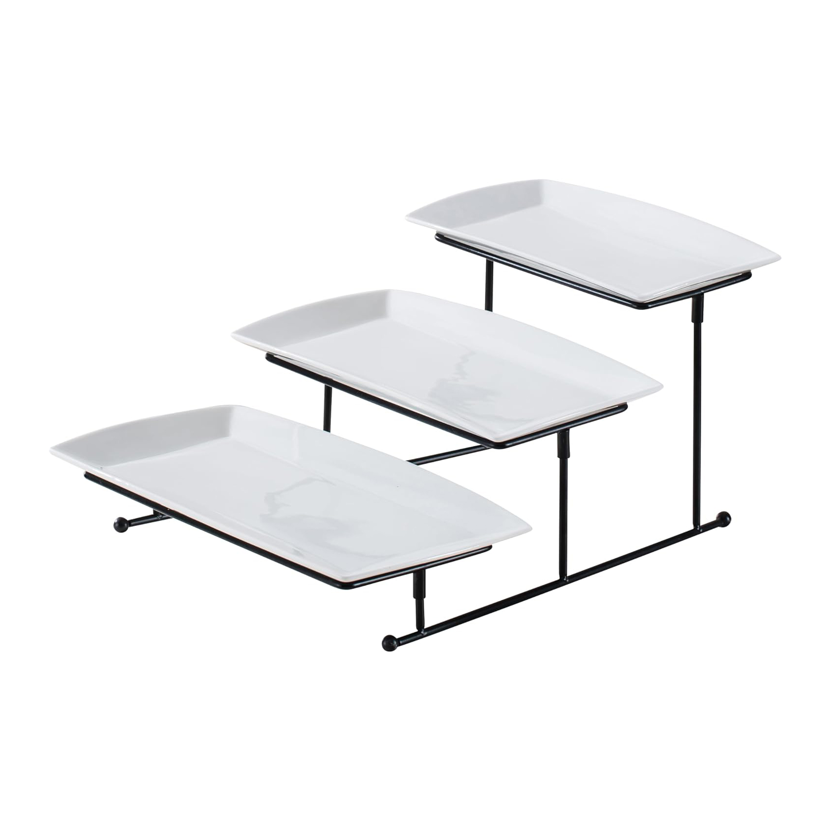 Shallow 3 Tier Rect. Plate With Black Stand-2063