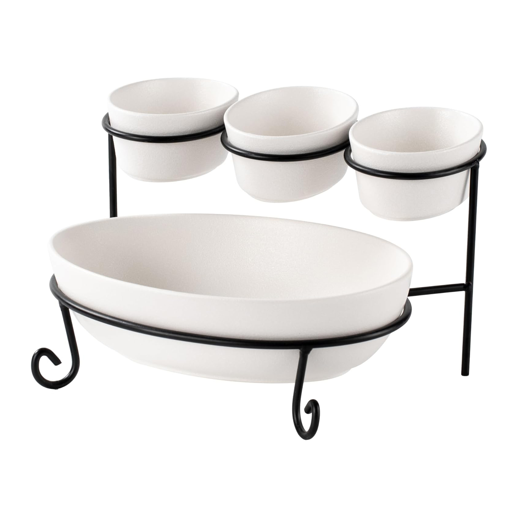 Shallow 2 Tier Oval Serving Set: 10Cm X 3+24Cm- Black