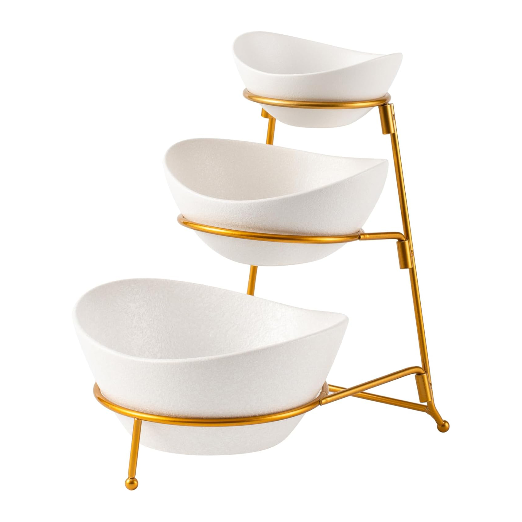 Shallow 3 Tier Serving Bowl Set: 13+15+19Cm- Gold