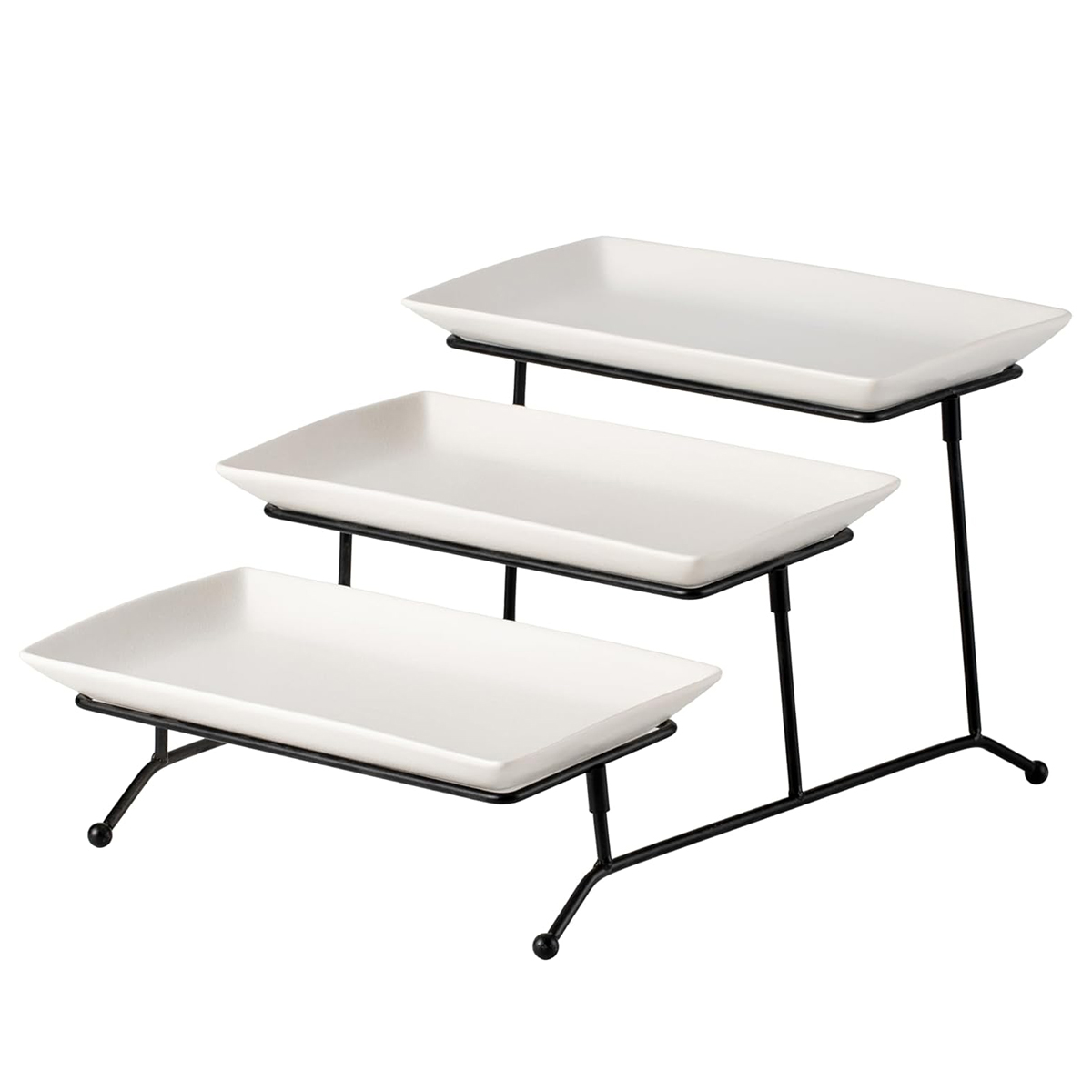 Shallow 3 Tier Rect. Serving Set: 29Cm X 3- Black