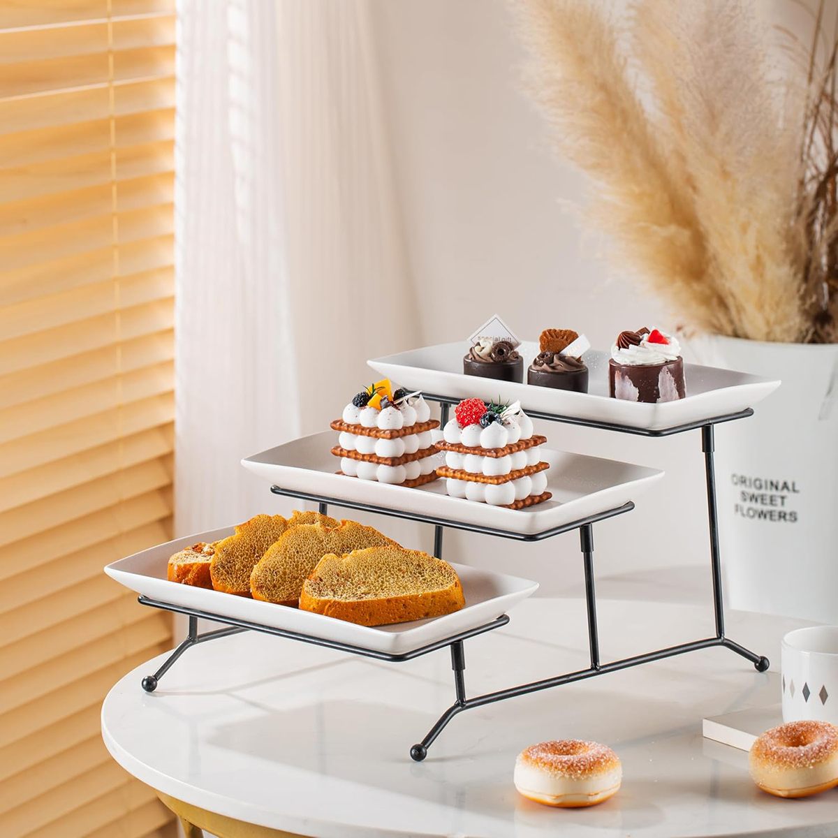 Shallow 3 Tier Rect. Serving Set: 29Cm X 3- Black - Image 2