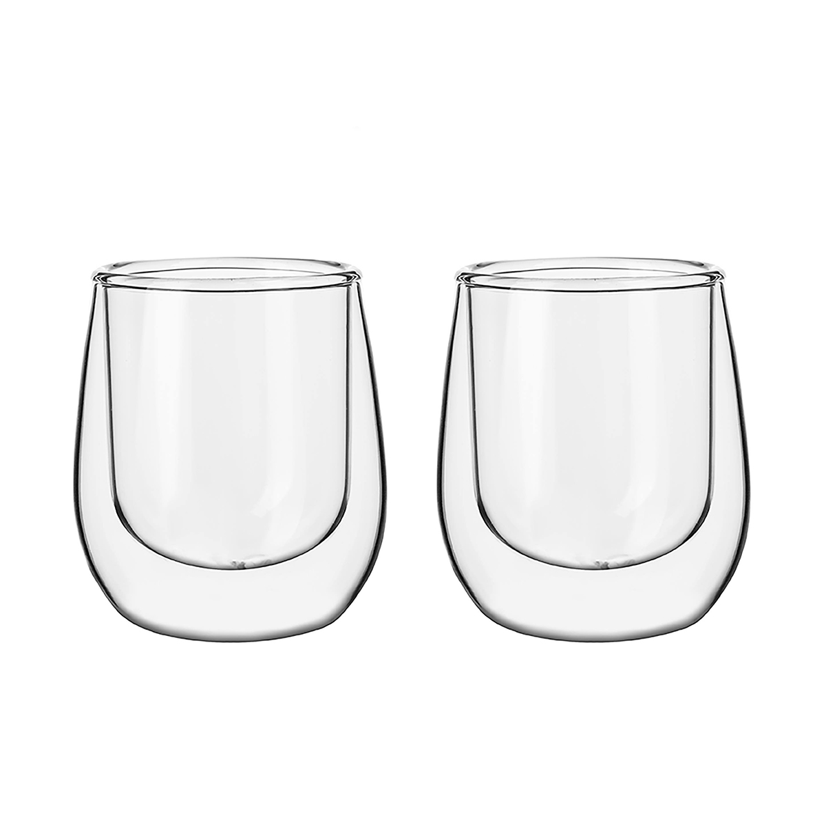 Cuisine Art Borosilicate Glass Double Walled Glass Coffee Cup, 250ml, Transparent, 2 Pieces