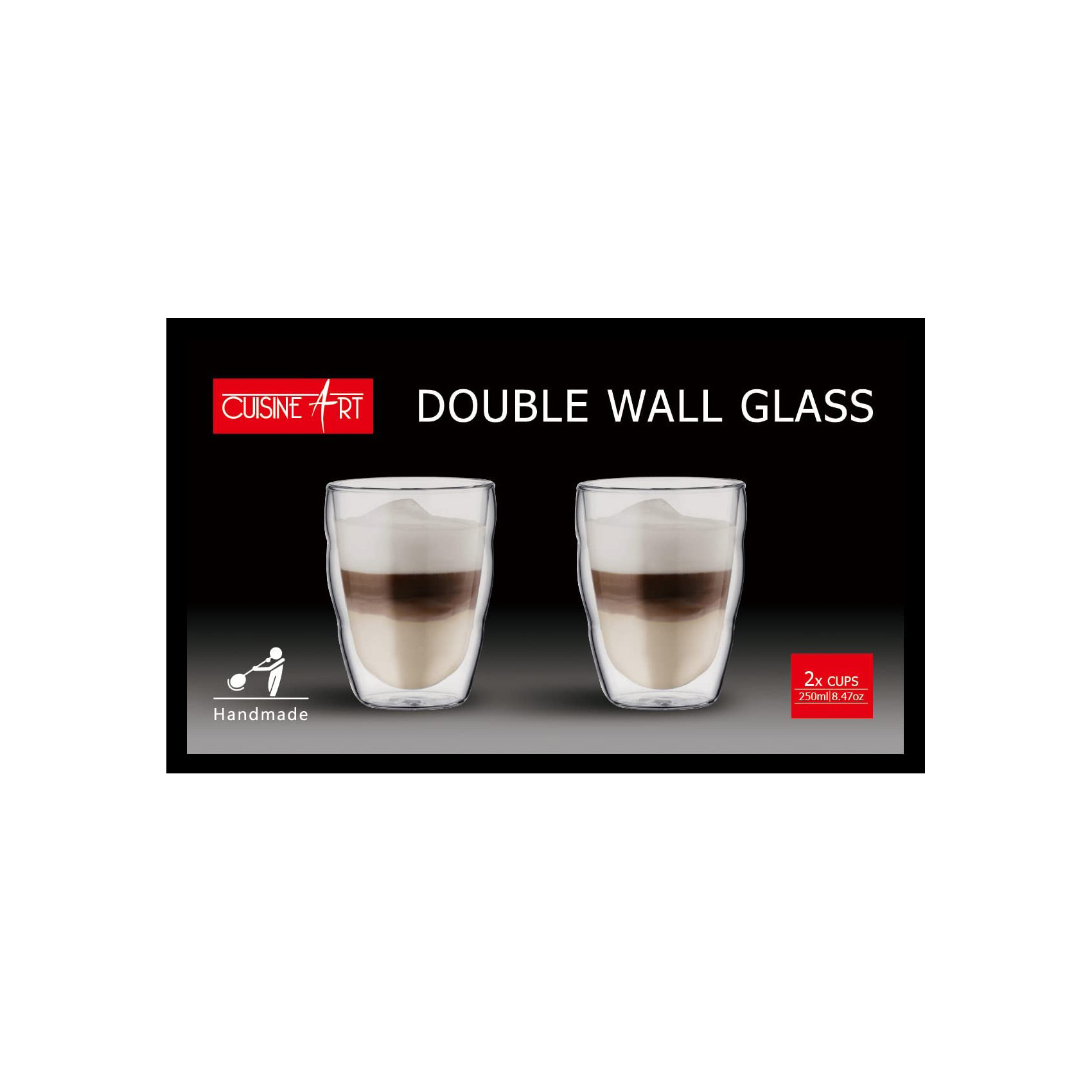 Cuisine Art 250Ml Double Wall Glass Cup 2Pcs Set - Image 2