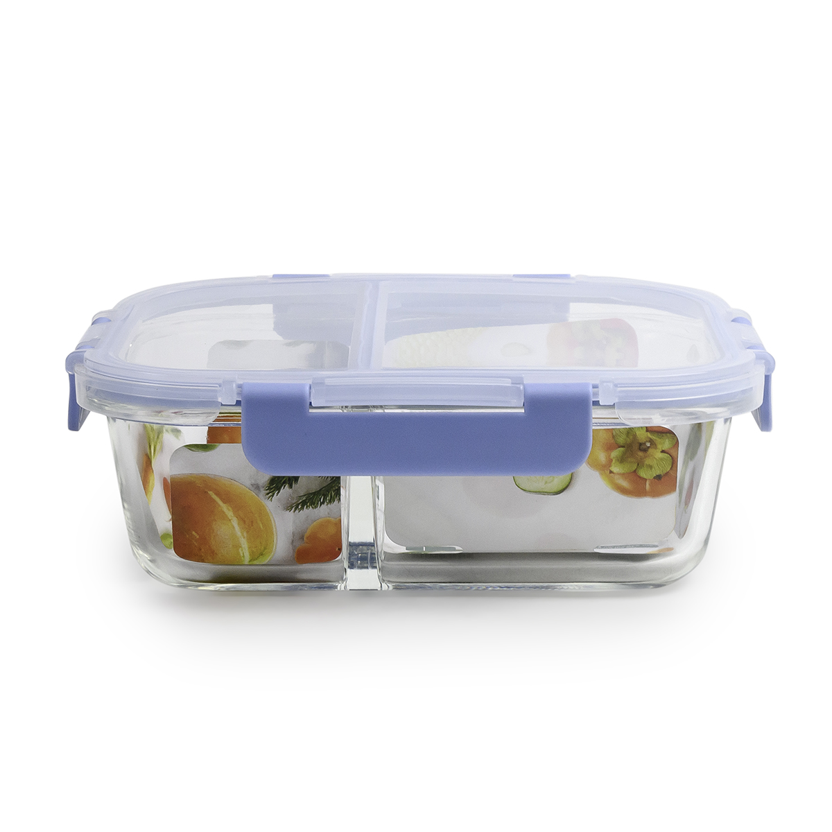 Cuisine Art High Borosilicate Glass 2 Compartment Food Saver with PP Lid, Transparent, 1000ml