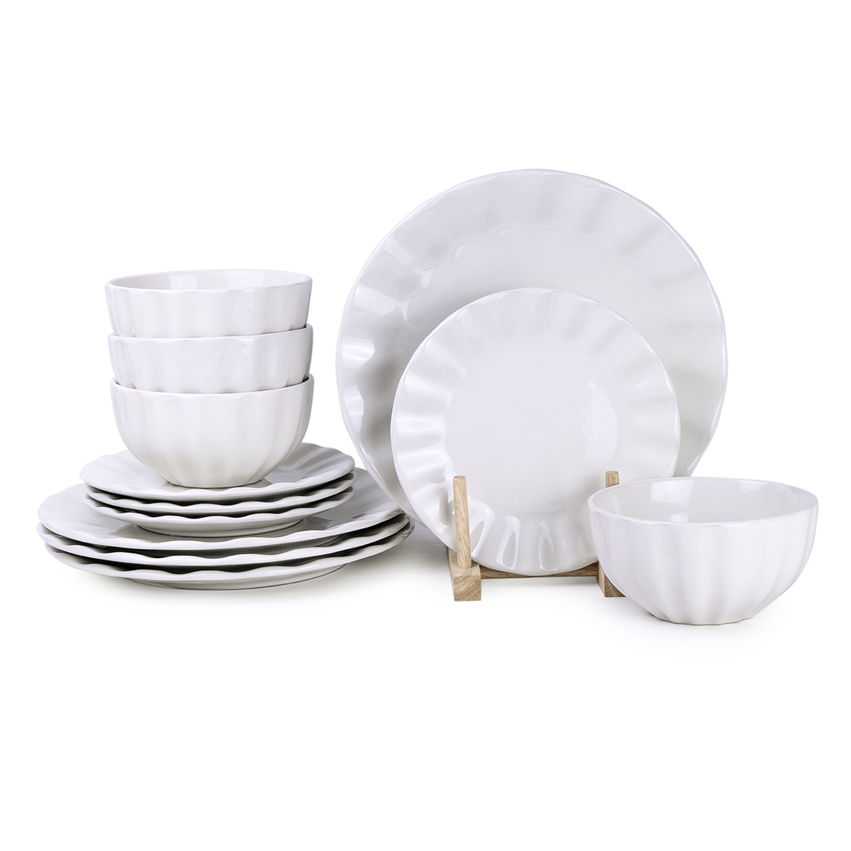 Cuisine Art SUZY 12-Piece Glazed Dinner Set - Cream