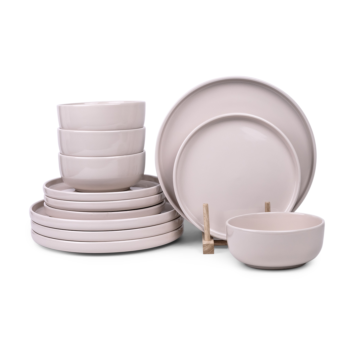 Cuisine Art 12-Piece Glazed Dinner Set - Cream
