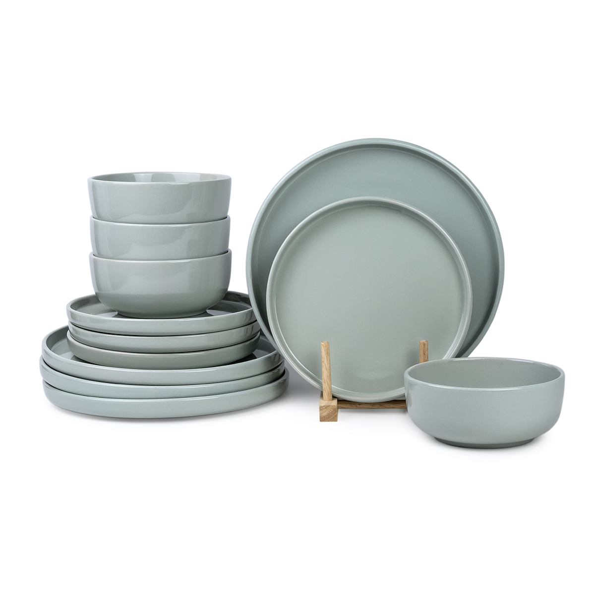 Cuisine Art ERZA 12-Piece Stoneware Dinner Set - Green