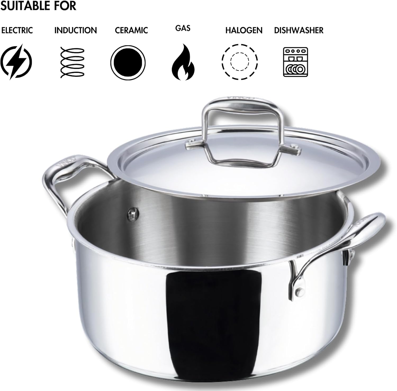 Vinod Platinum Triply Stainless Steel Saucepot with Lid - 24 cm, 5 L (Induction Friendly, Silver) - Image 6