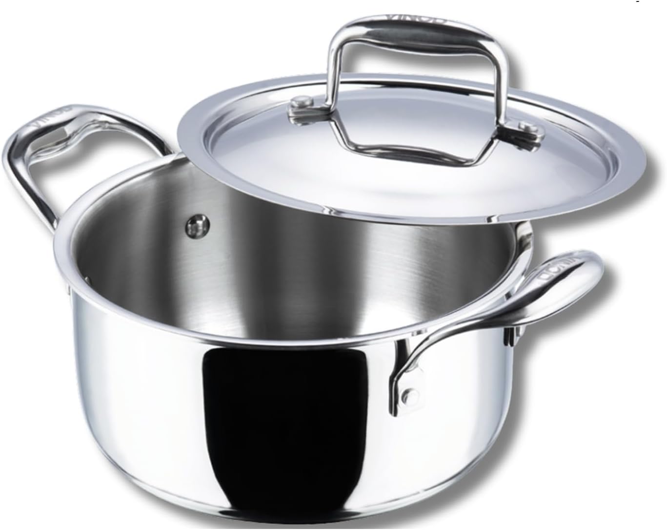 Vinod Platinum Triply Stainless Steel Saucepot with Lid- 26 cm, 6.8 Litre (Induction Friendly)