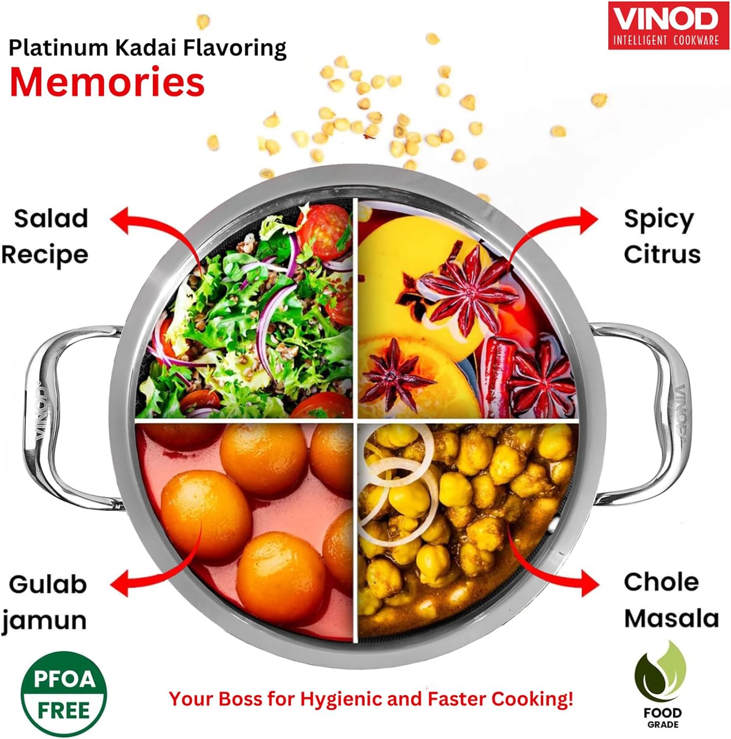 Vinod Platinum Triply Stainless Steel Kadai with Lid - 30 cm, 4.5 L (Induction Friendly) - Image 4