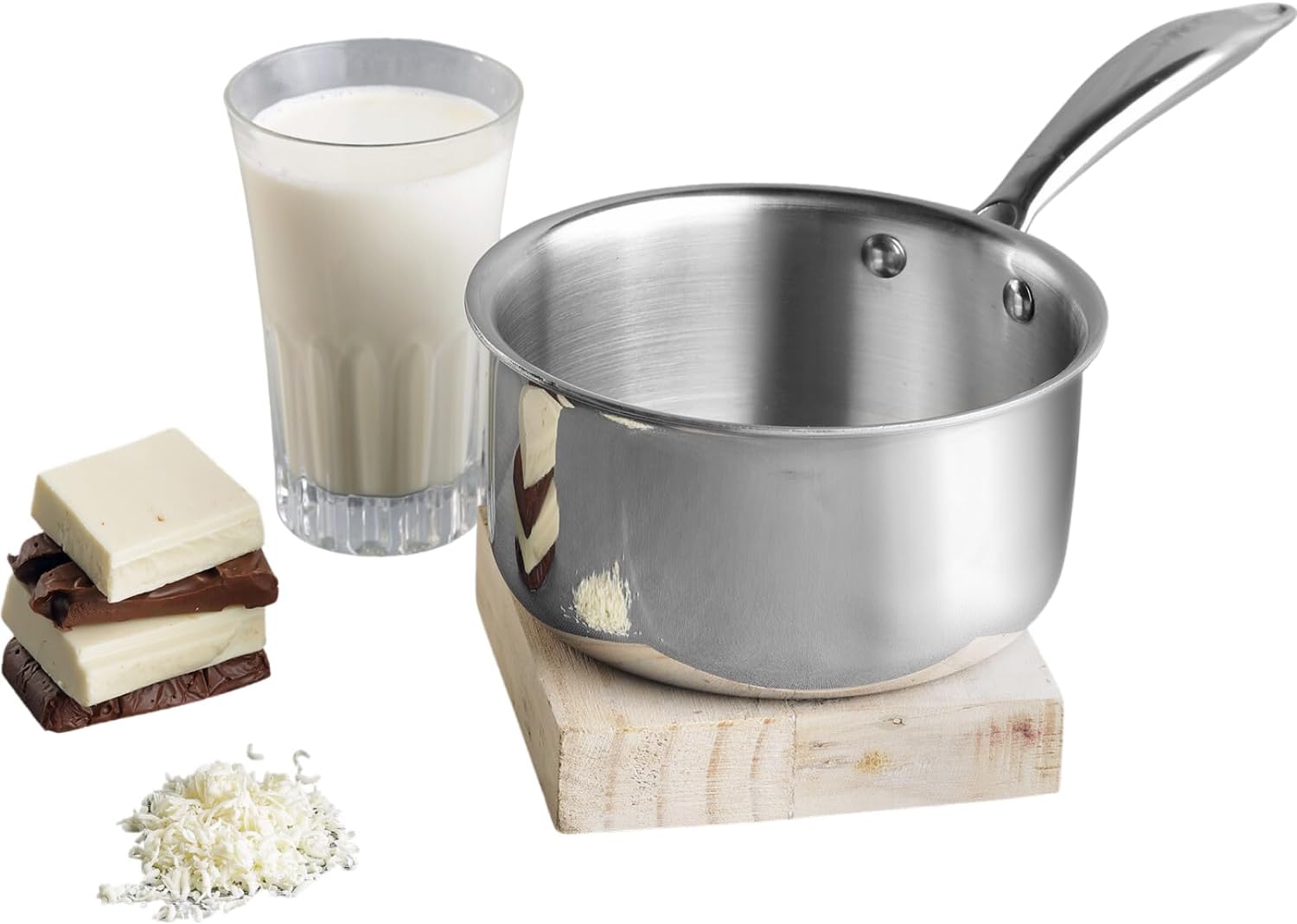 Vinod Platinum Triply Stainless Steel Milkpan -14 cm, 1.2 L (Induction Friendly)