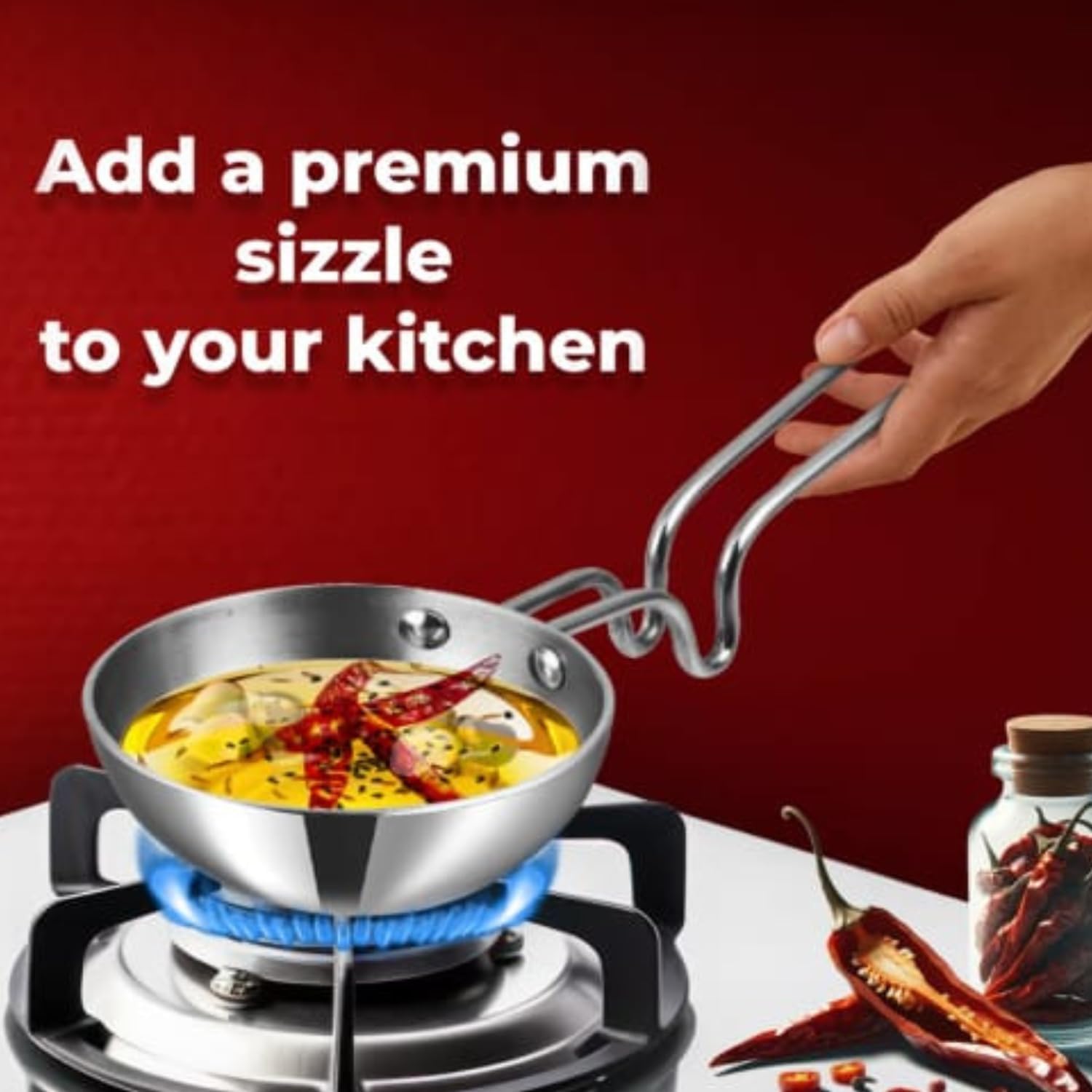 Vinod Platinum Triply Stainless Steel Tadka Pan - Large, 11cm - Image 2