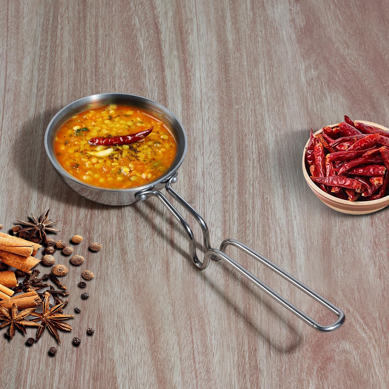 Vinod Platinum Triply Stainless Steel Tadka Pan - Large, 11cm - Image 3