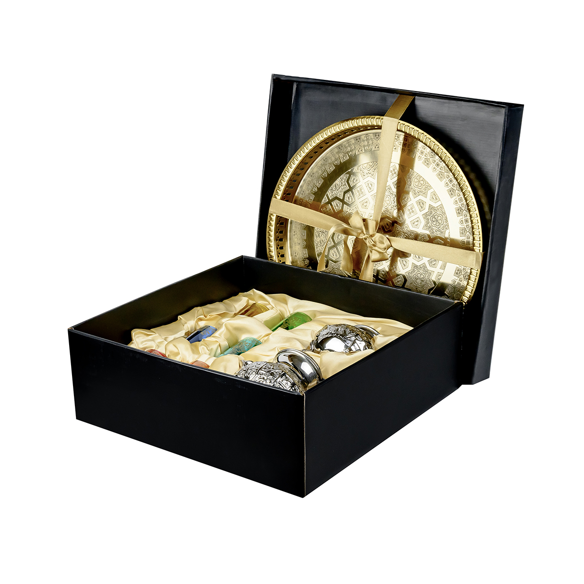 Cuisine Art Moroccan Brass Arwa Teaset with Gold Tray - 9 Pieces - Image 2