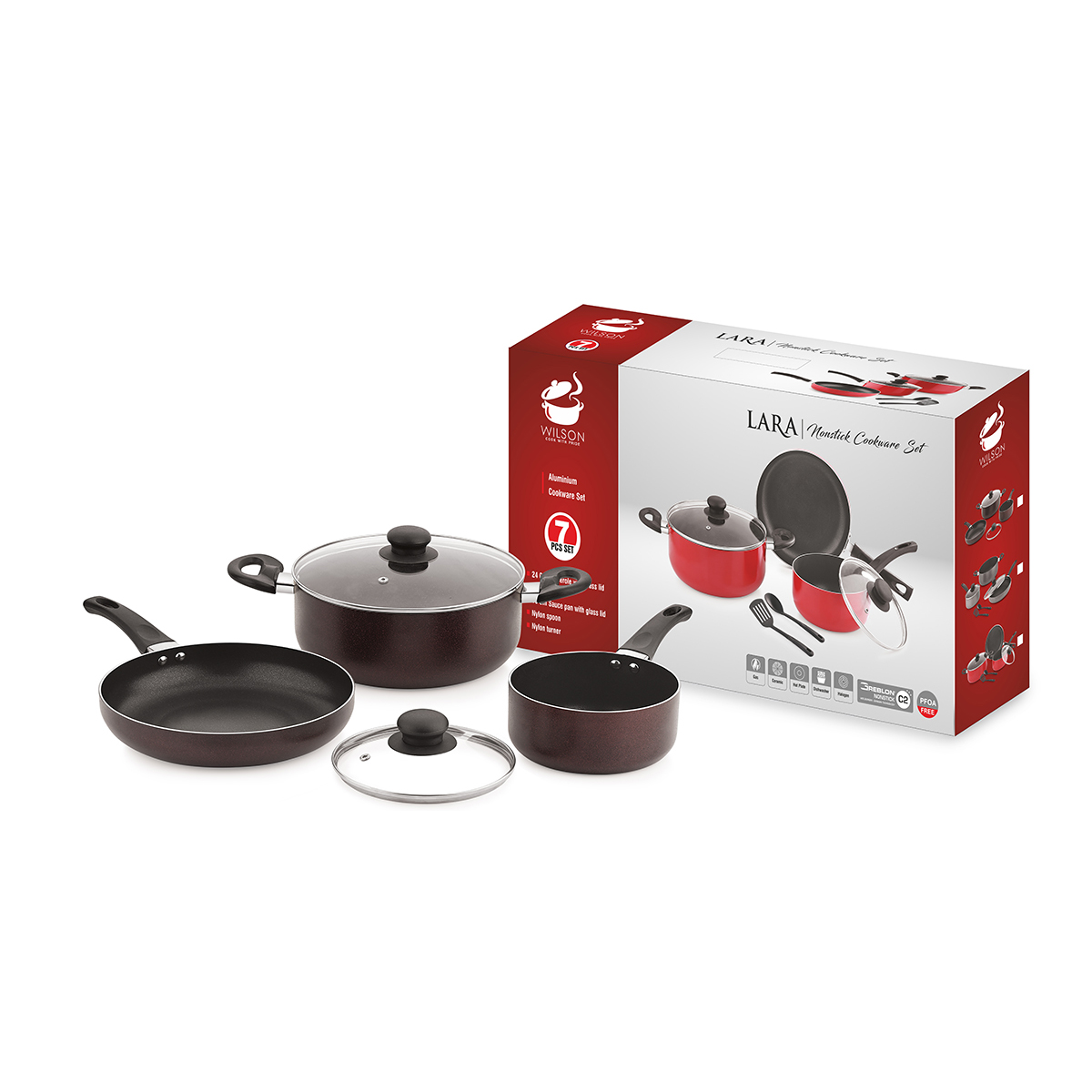 Wilson Wilson 7 Pc Cookware Set-Maroon - Image 2