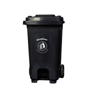 Geoplast HDPE Plastic Dustbin with Metal Pedal - 240 Liters, Black