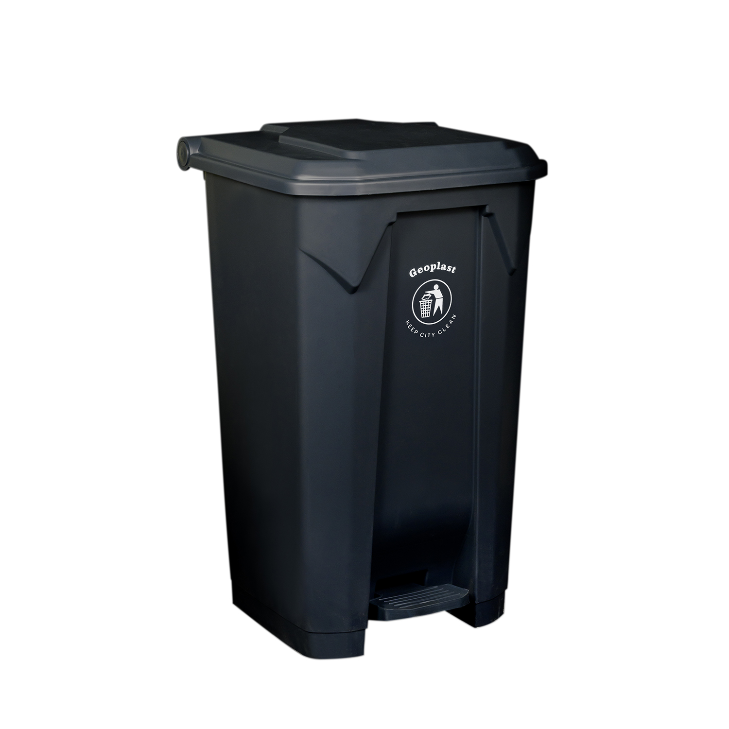 Geoplast Polypropylene Plastic Dustbin with Plastic Pedal - 87 Liters, Black - Image 3