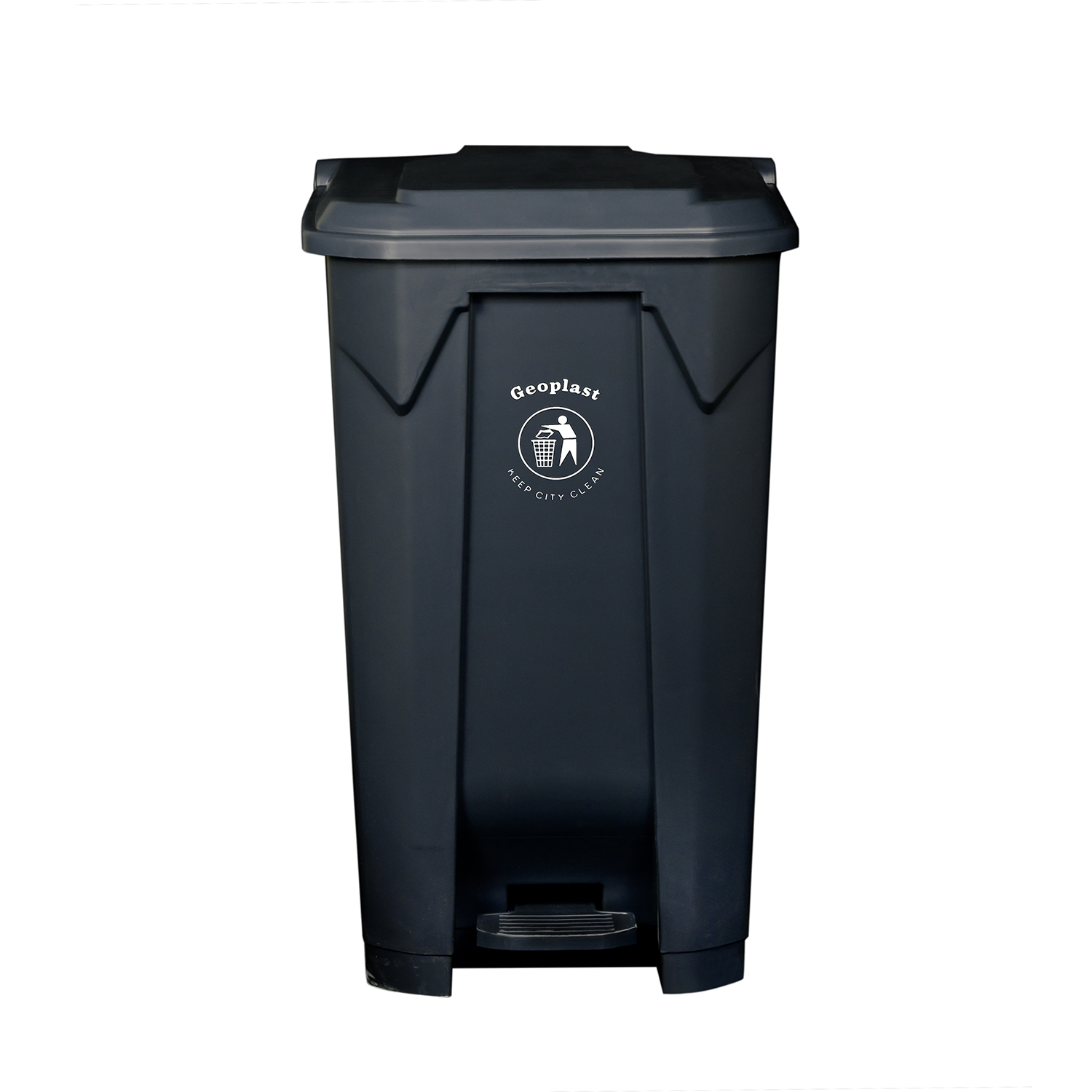 Geoplast Polypropylene Plastic Dustbin with Plastic Pedal - 87 Liters, Black