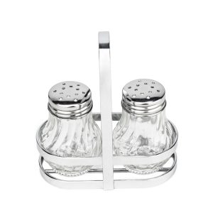 Cuisine Art Soda Lime Glass Salt Set with Stand, 50ml, 2 Pieces, Transparent