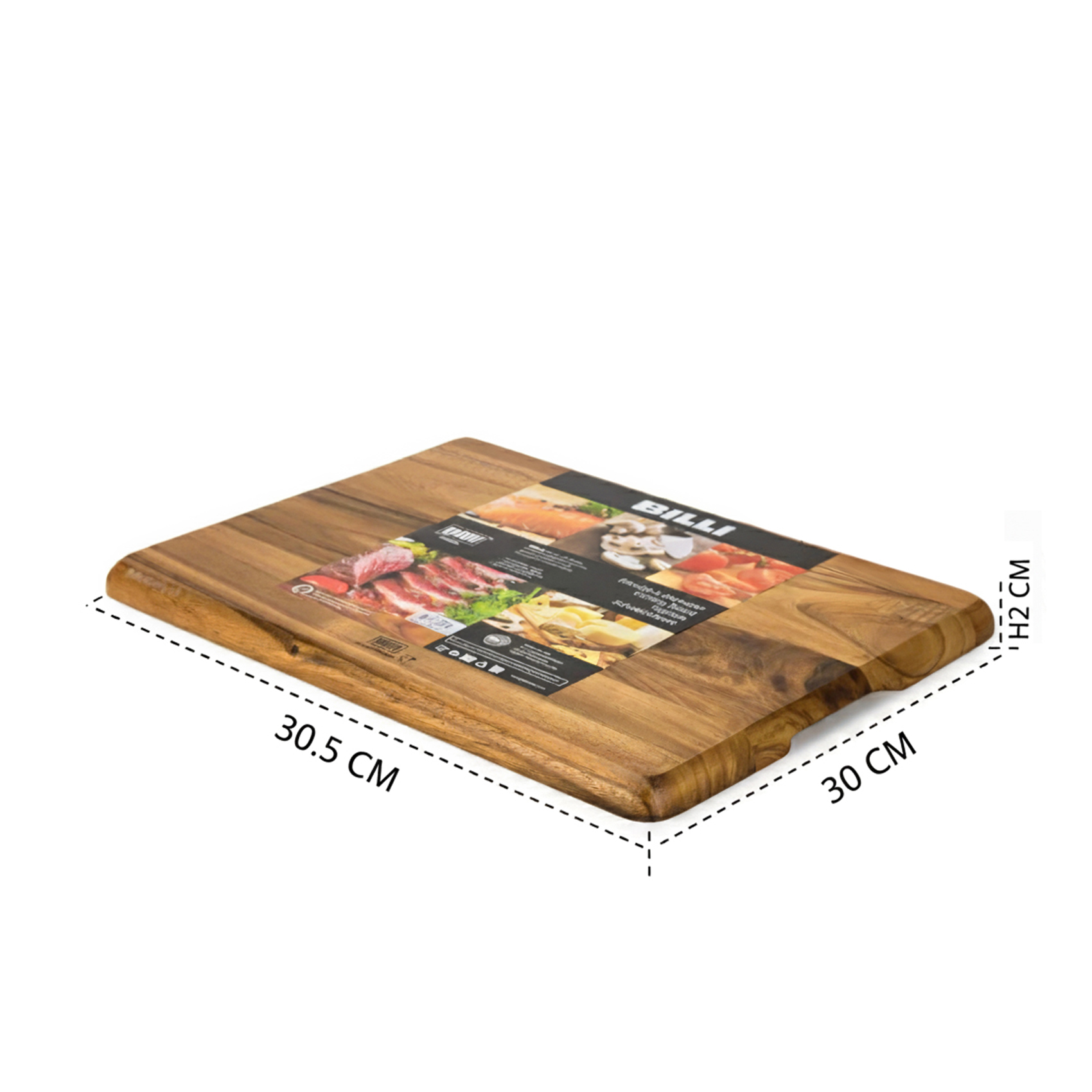 Billi Acacia Wood Cutting Board 40.5x30x2CM Premium Large Wooden Chopping Board for Kitchen, Brown - Image 2