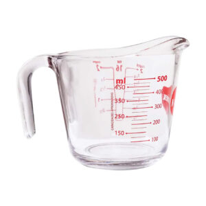 MARINEX Glass Measuring Jug 500ml - Durable Heat-Resistant Measuring Cup with Clear Graduated Markings|Transparent