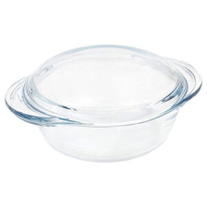 MARINEX Small Glass Casserole with Lid 1.0L  Durable Heat-Resistant Borosilicate Cookware | Transparent Oven-Safe