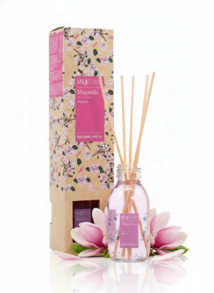 Mikaromas Reed Diffuser  Magnolia Fragrance, 95ml | Long-Lasting Floral Reed Diffuser Set for Home, Office & Spa | Elegant Aromatic Essential Oil Blend for a Fresh, Soothing & Luxurious Ambience
