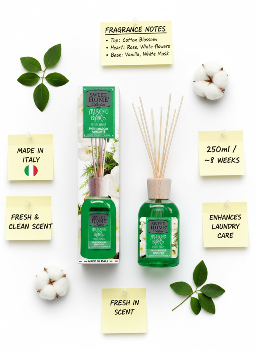 Sweet Home Ambient Fragrance 250ml White Musk | Long-Lasting Home & Room Spray | Elegant & Subtle Musk Aroma | Freshens Air Instantly | Ideal for Bedroom, Living Room & Office - Image 6