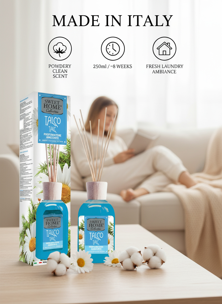 Sweet Home Ambient Fragrance 250ml Talc | Long-Lasting Soft & Powdery Room Spray | Gentle Talc Aroma for Home & Office | Freshens Air Instantly | Ideal for Bedroom, Living Room & Nursery - Image 2