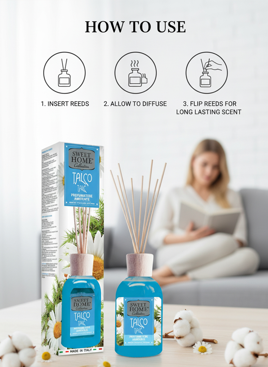 Sweet Home Ambient Fragrance 250ml Talc | Long-Lasting Soft & Powdery Room Spray | Gentle Talc Aroma for Home & Office | Freshens Air Instantly | Ideal for Bedroom, Living Room & Nursery - Image 3