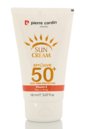 Pierre Cardin Sun Cream SPF 50+ with Vitamin E  Very High Protection UVA/UVB Face & Body Sunscreen, Moisturizing & Non-Greasy Formula, 150ml