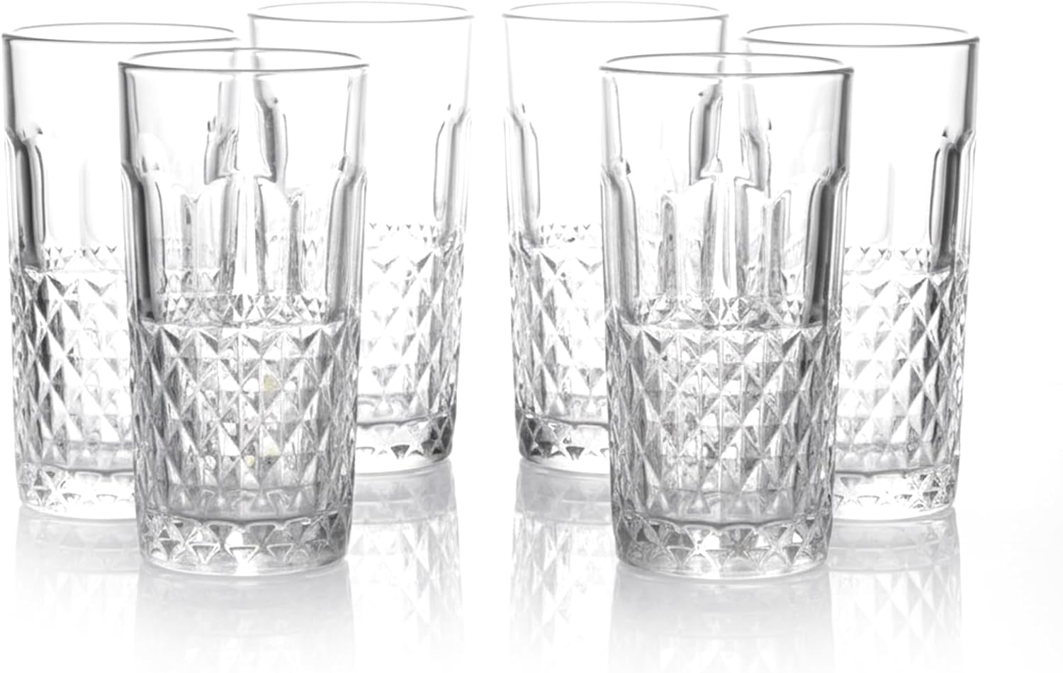 Cuisine Art Ligne Hi-Ball Drinking Glasses Set 255ML, 6 Pieces Clear, Lead-Free, Stackable, Dishwasher Safe, Restaurant Quality Barware, Premium Glassware for Home Kitchen, Parties & Gift
