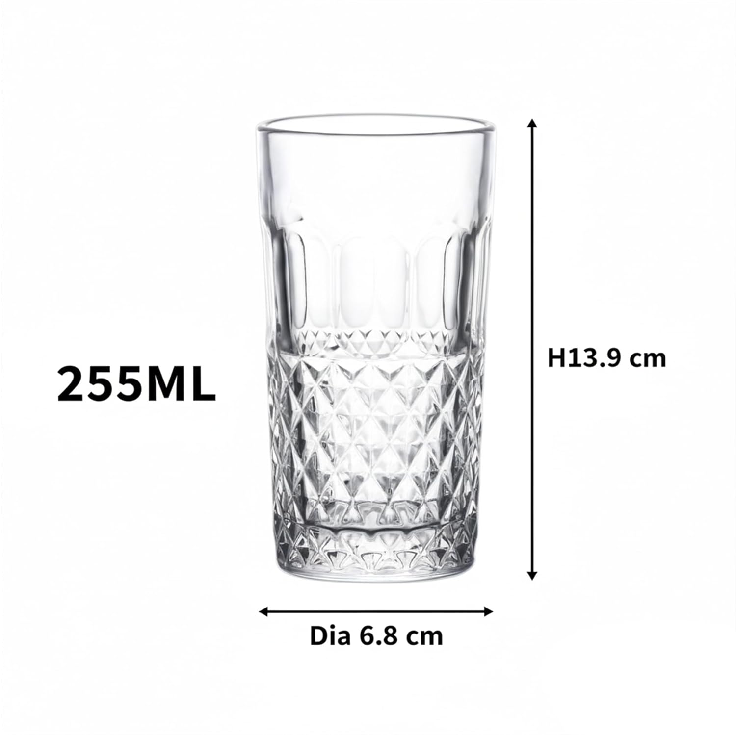 Cuisine Art Ligne Hi-Ball Drinking Glasses Set 255ML, 6 Pieces Clear, Lead-Free, Stackable, Dishwasher Safe, Restaurant Quality Barware, Premium Glassware for Home Kitchen, Parties & Gift - Image 3