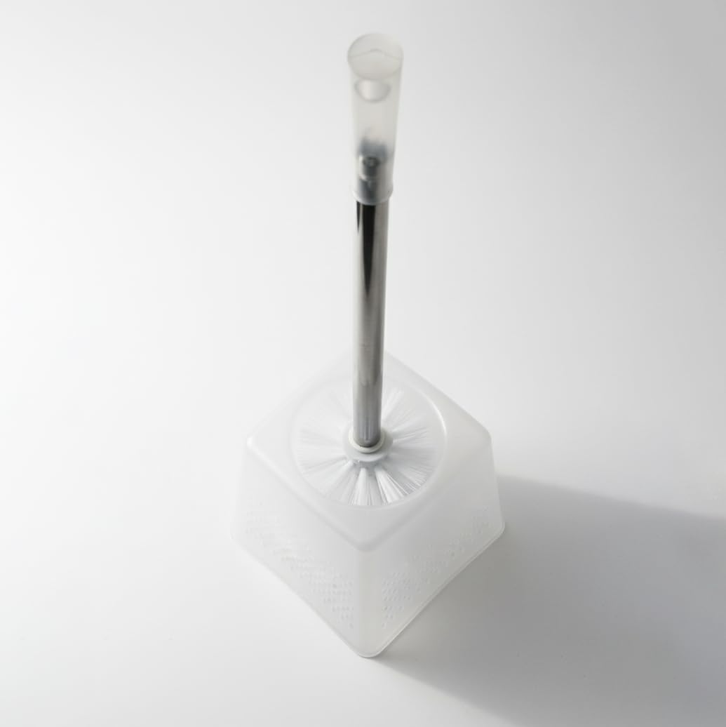 Modern Plastic Toilet Brush and Holder Set with Durable Metal Handle - 45cm Long Reach, Compact Bathroom Scrubber for Efficient Deep Cleaning, Minimalist White Design - Image 5